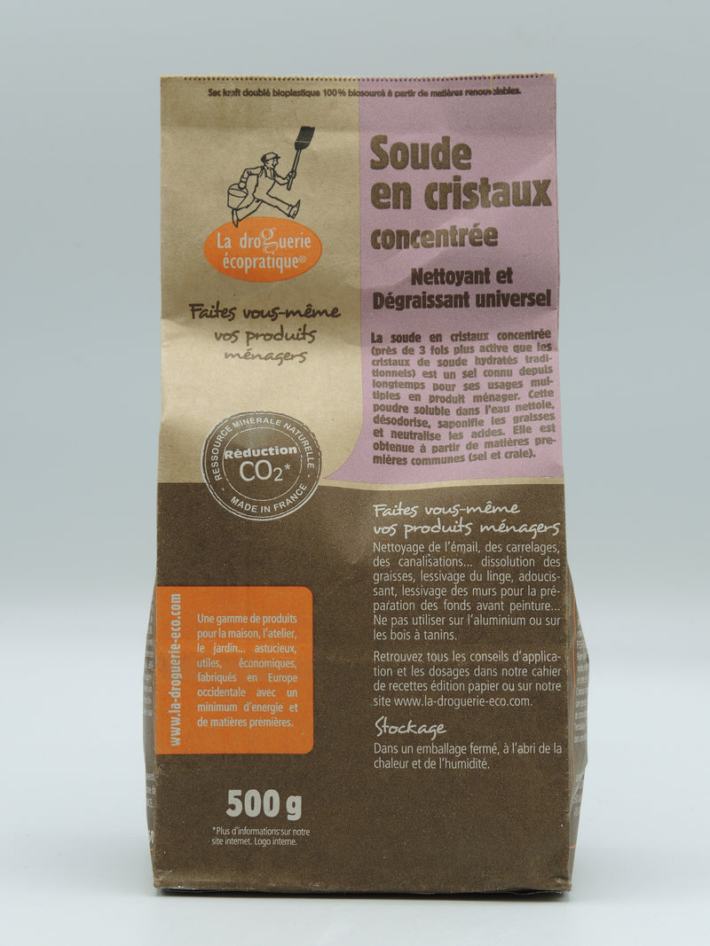 Soude en cristaux concentrée, 500g, la Droguerie écologique