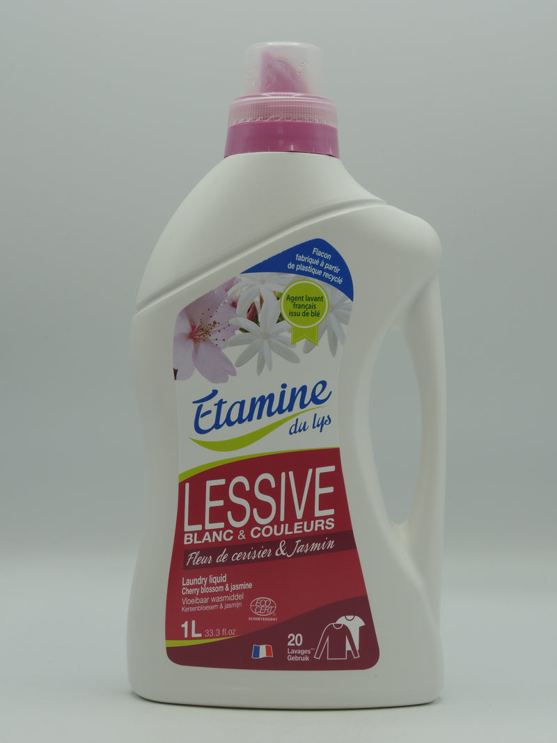 Lessive liquide blanc & couleurs, fleur de cerisier & jasmin, 1l, Etamine du lys