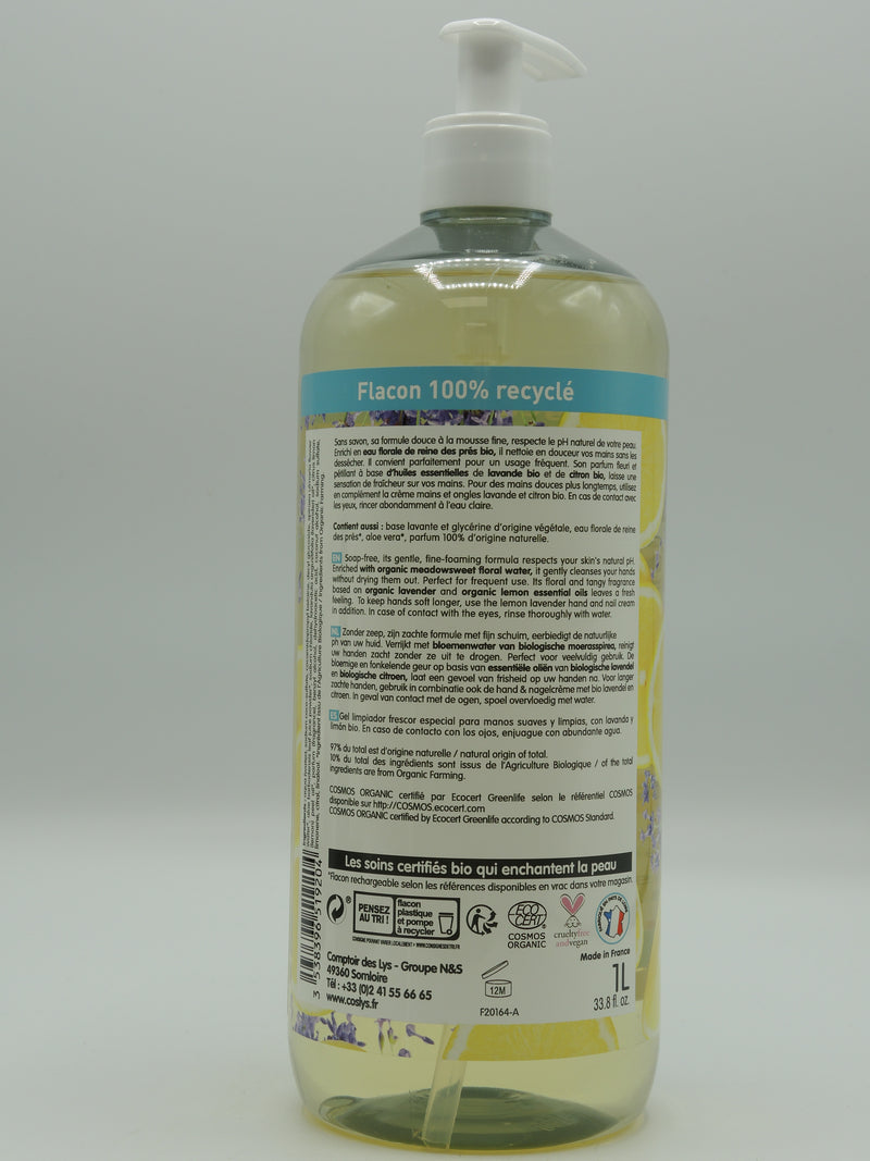 Gel lavant mains, lavande & citron, 1l, Coslys