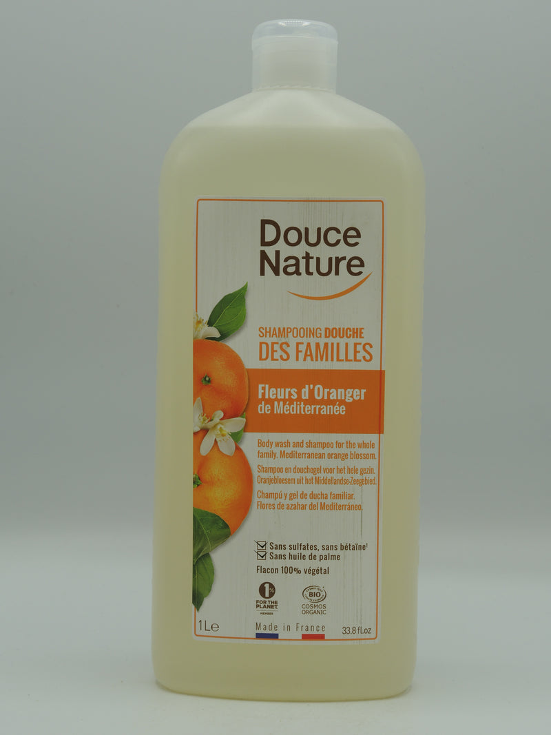 Shampooing douche des familles, fleur d'oranger, 1l, Douce nature