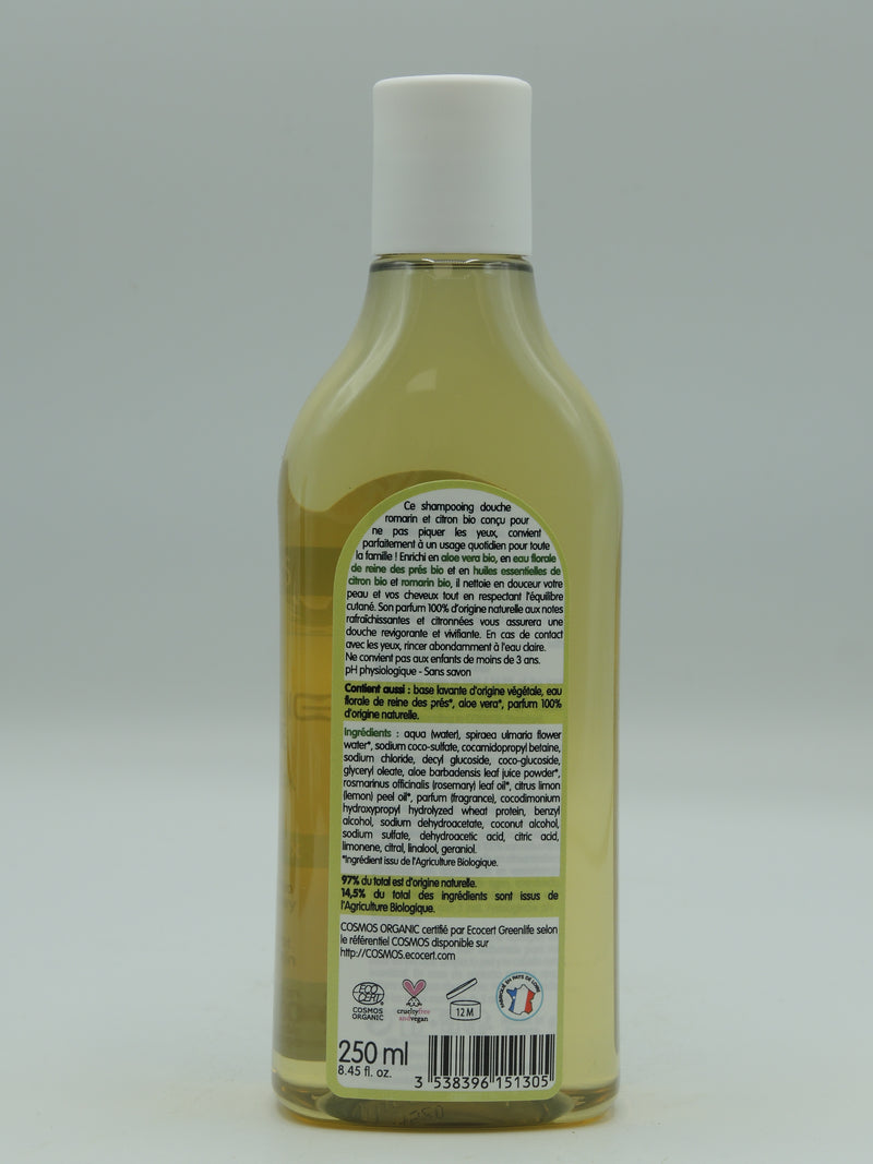 Shampoing douche, Romarin & citron, 250ml, Coslys
