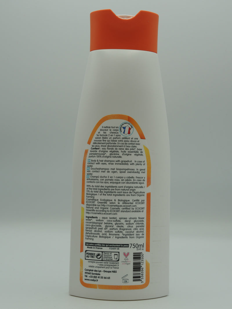 Shampoing douche pamplemousse, 750ml, Coslys