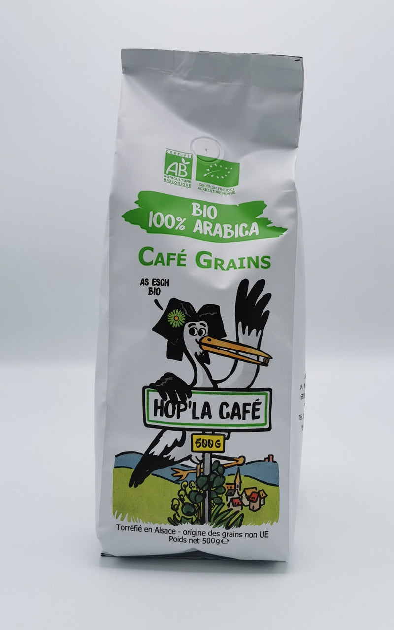 Café Grains Arabica Bio 500g, Hop'La, Torréfié en Alsace
