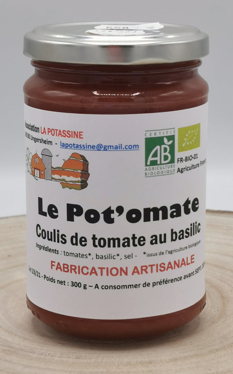 Coulis de tomate au basilic, 300g, la Potassine d'Alsace