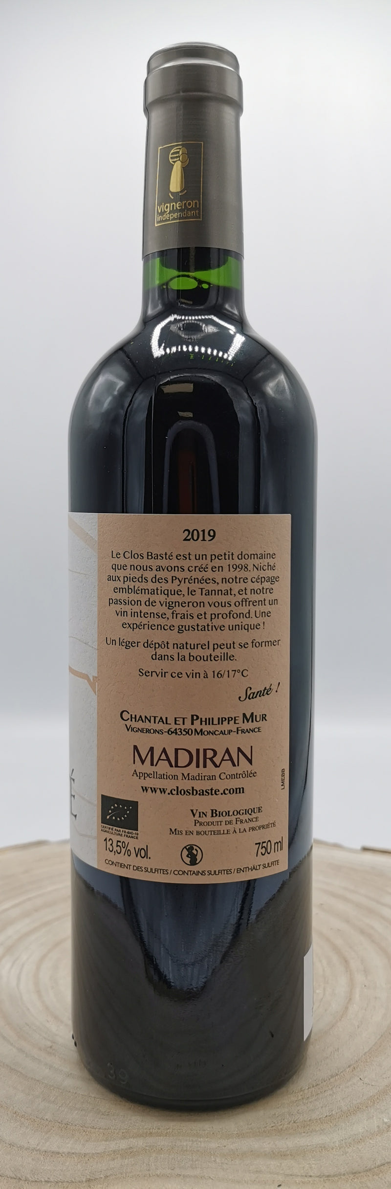 Vin Rouge Bio AOC Madiran 2019, Cuvée L'Esprit de Basté, Domaine Clos Basté