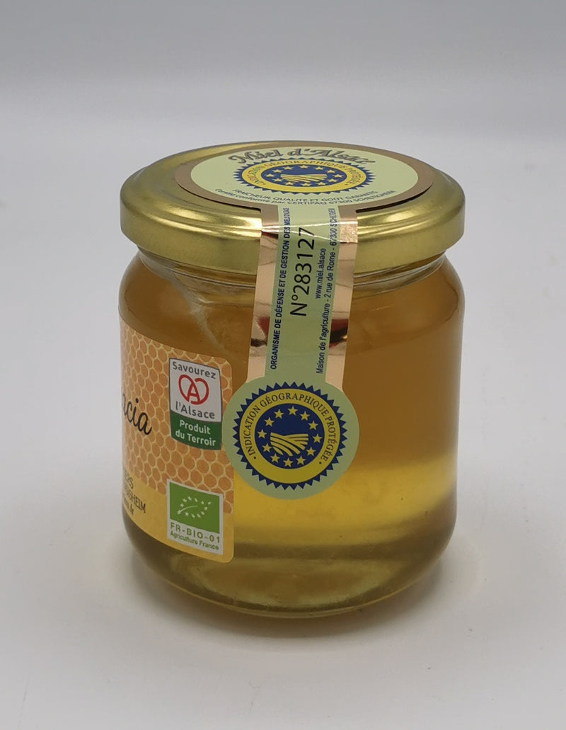 Miel d'Acacia Bio IGP d'Alsace, 250g, Le Rucher des Mûriers, Origine Alsace