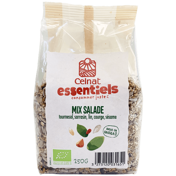 Mix salade, tournesol, sarrasin, lin, courge, sésame, 250g, Celnat