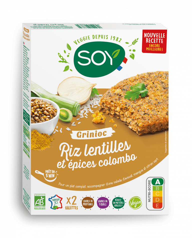 Grinioc, riz lentilles et épices , 2x100g, Soy