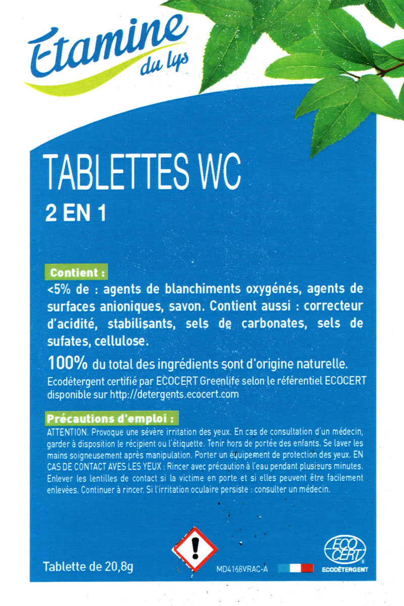 VRAC Tablettes WC 2 en 1, Nettoie & détartre sans frotter, 500g Etamine du Lys