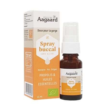 Spray buccal sans alcool  à la propolis romarin pin origan, 15ml, Aagaard