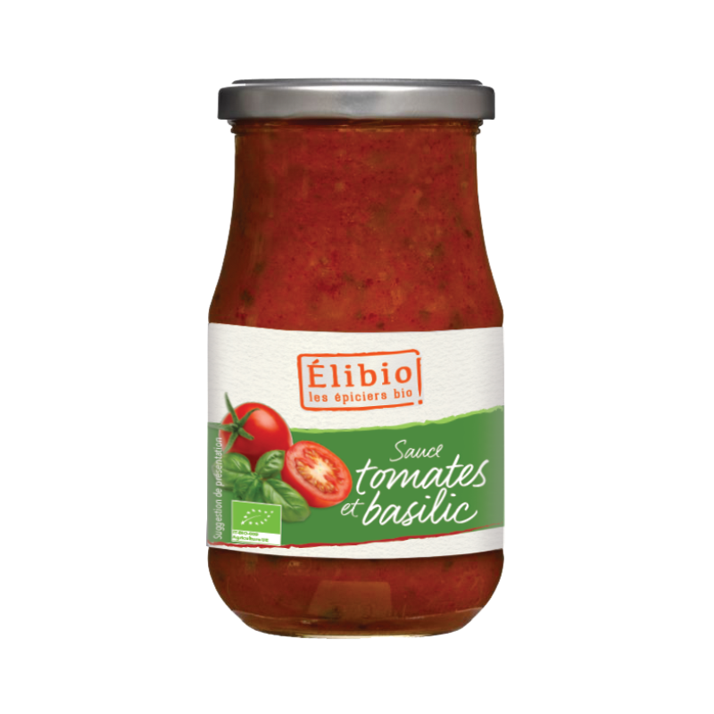 Sauce tomates et basilic, 300g, Elibio