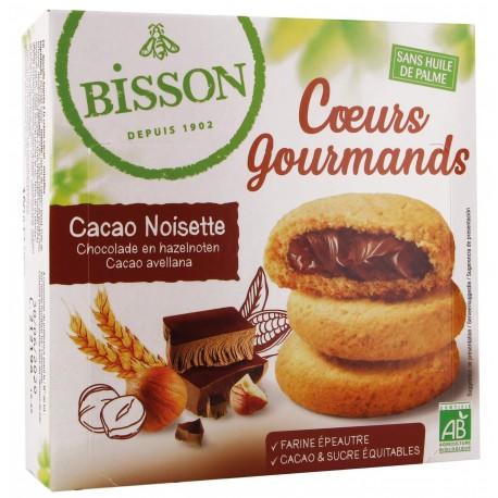 Biscuits cœurs gourmands chocolat noisette, 180g, Bisson