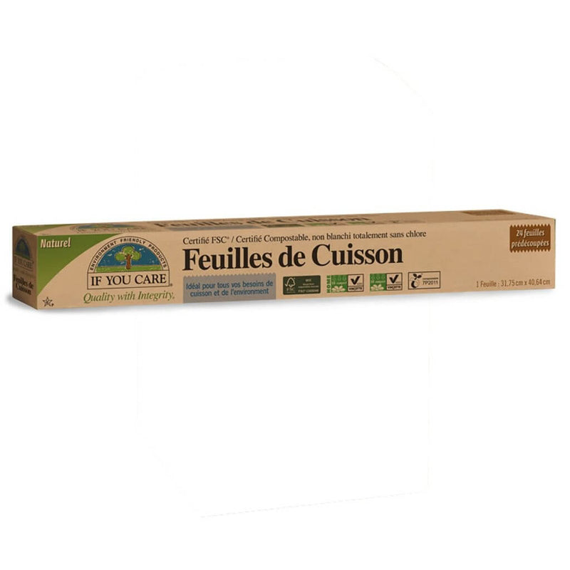 Feuilles de  Papier cuisson non blanchie et sans chlore, 24 feuilles prédécoupées, If you care