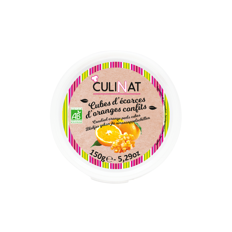 Cubes d'écorces d'orange confits pour pâtisserie, 150g, Culinat