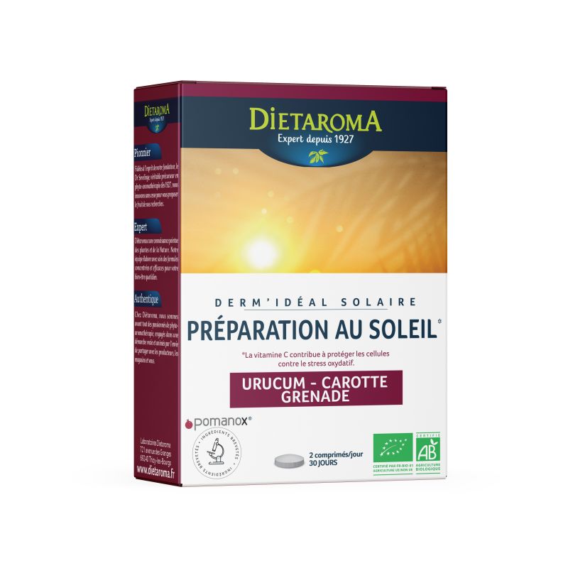 Préparation au soleil, Urucum carotte grenade 80 gélules, Dietaroma