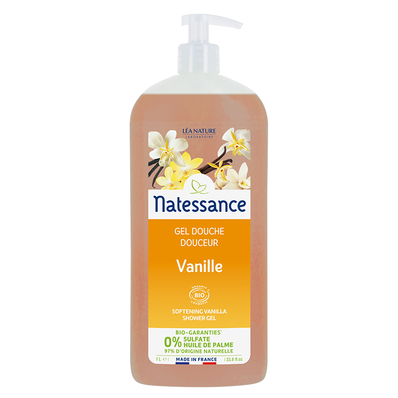 Gel douche douceur, Vanille ,1l, Natessance