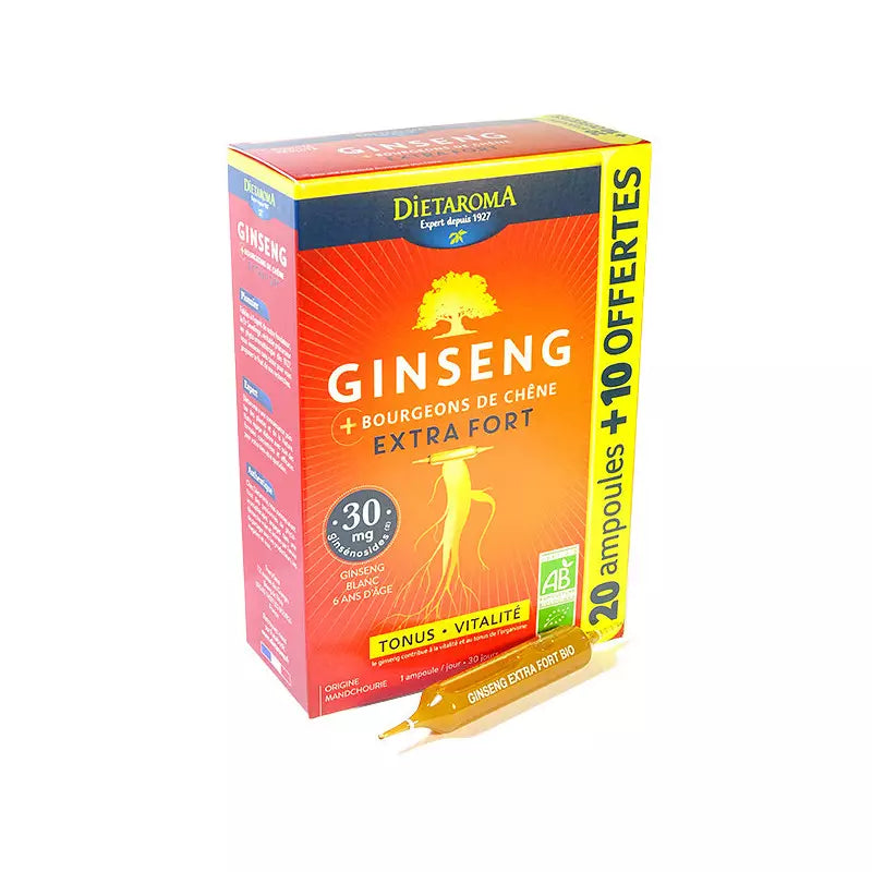 Ginseng extra fort, 20 ampoules +10 OFFERTES, Dietaroma