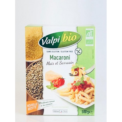 Macaroni mais et sarrasin, sans gluten, 500g, Valpibio