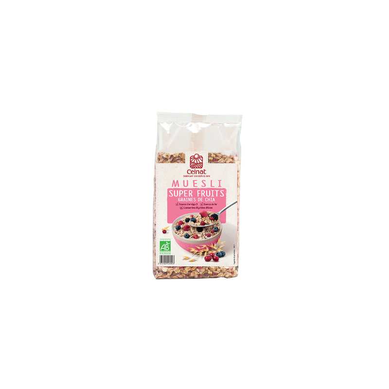 Muesli super fruits graine de chia 375g, Celnat