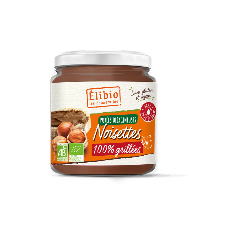 Purée de noisette 100% grillées, 250g, Elibio