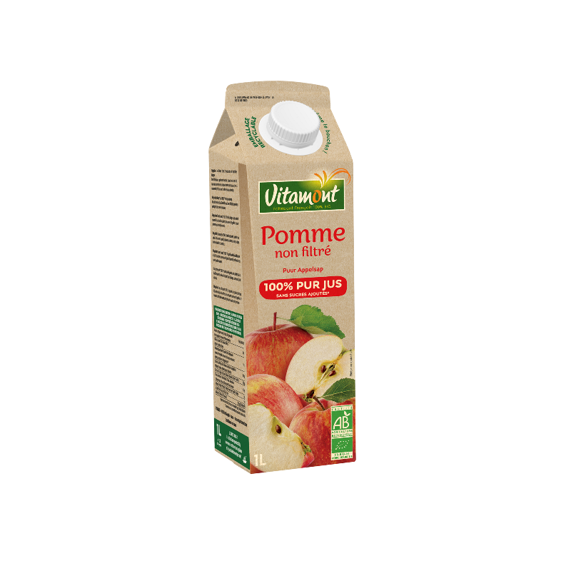 Jus de pomme non filtré 100% pur jus, 1l, Vitamont