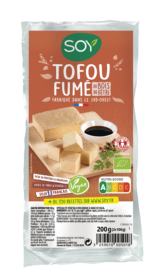 Tofou fumé 100% France , 2x100g, Soy