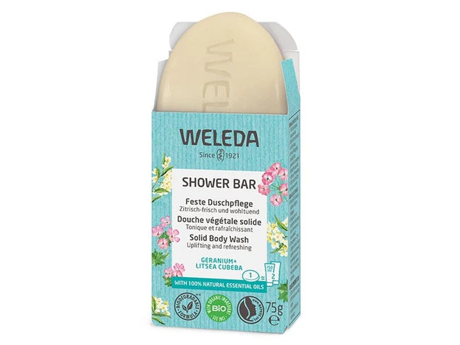 Savon de douche végétal solide, geranium litsea cubeba, 75g, Weleda