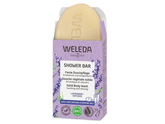 Savon de douche végétal solide, lavande vétiver, 75g, Weleda